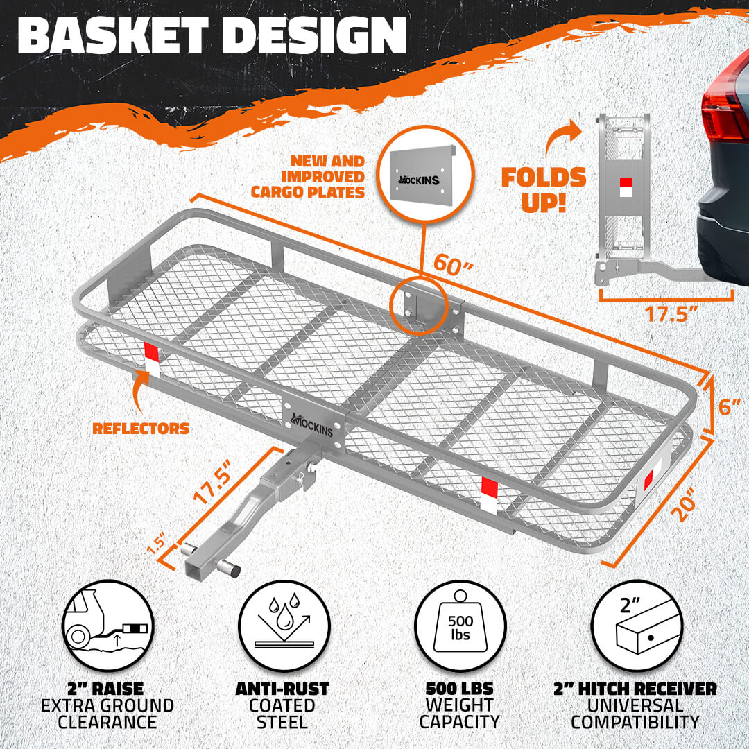 60"x20"x6" Hitch Carrier & 16 Cu Ft Cargo Bag