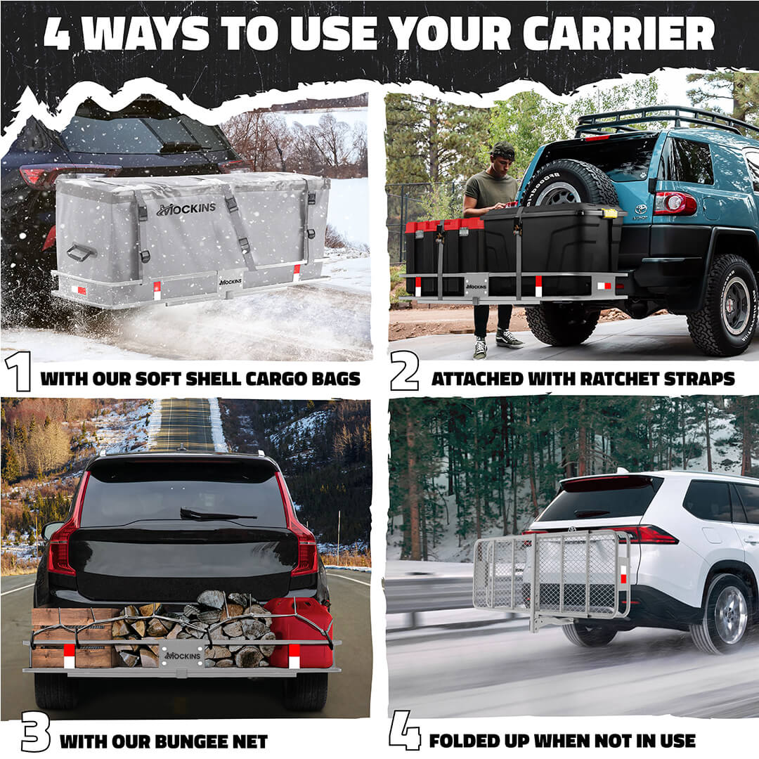 60"x20"x6" Hitch Carrier & 16 Cu Ft Cargo Bag