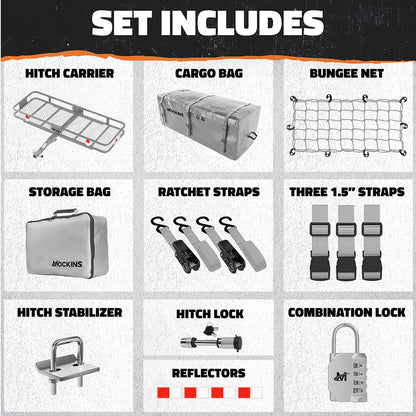 60"x20"x6" Hitch Carrier & 16 Cu Ft Cargo Bag