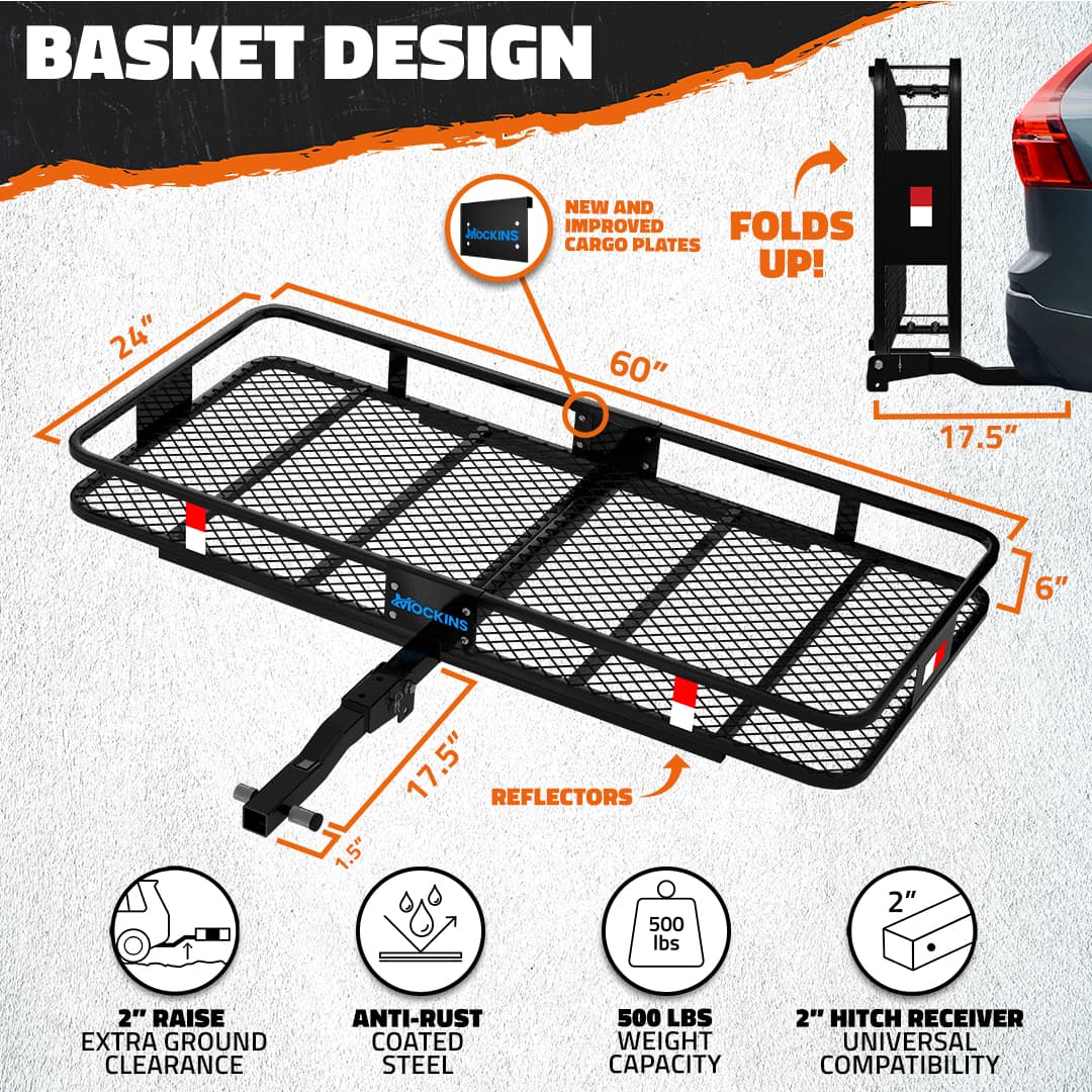 60"x24"x6" Hitch Carrier & 25 Cu Ft Cargo Bag