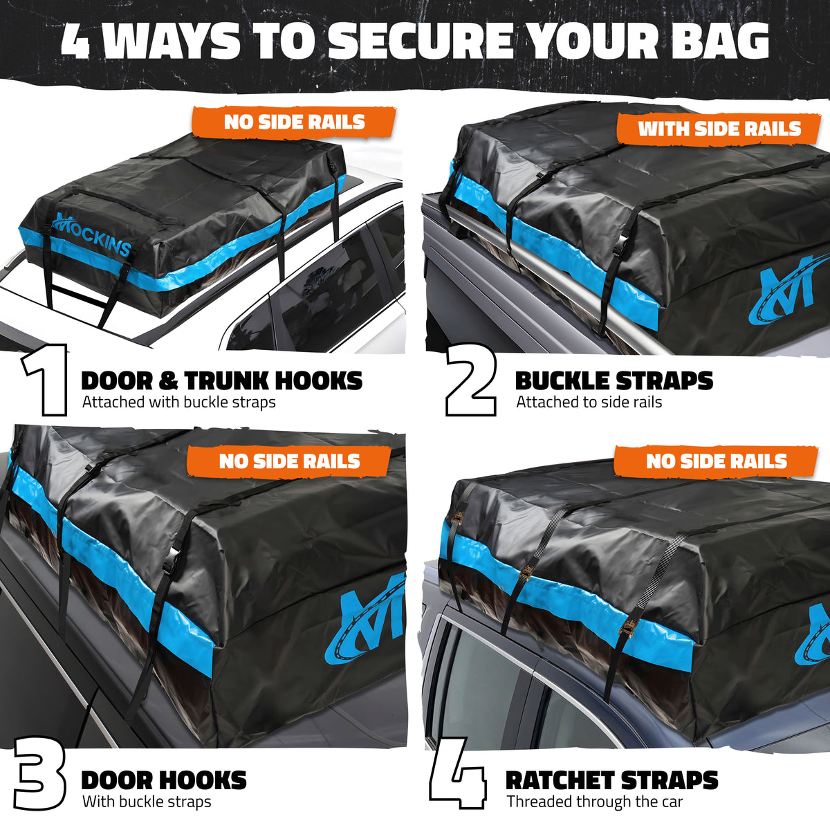 Rooftop Cargo Bag Set - 35 Cubic Ft. | Protective Mat | Buckle Straps | Ratchet Straps