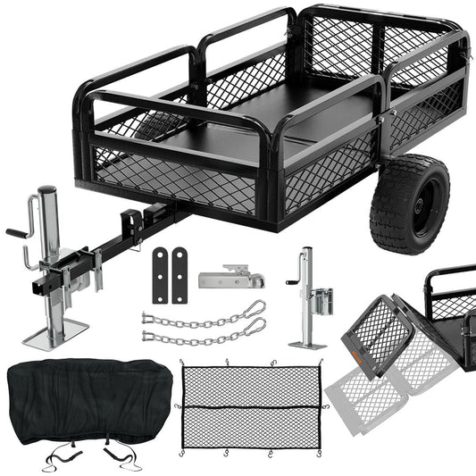 55"x30"x15" Utility Trailer with Ramp & Attachable Jack Stand