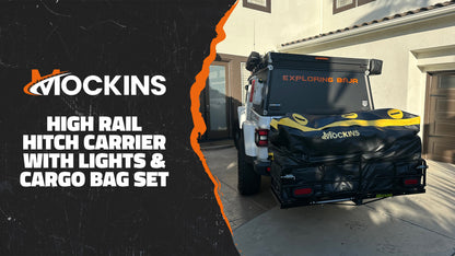 60"x24"x14" High Rail Hitch Carrier + Rear Lights & 30 Cu Ft Cargo Bag