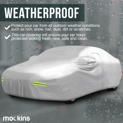 Mockins Waterproof Car & SUV Covers Are Weatherproof Which Protects Your Car From All Outdoor Weather Conditions Such As Rain ,Snow ,Hail ,Dust Dirt Or Scratches