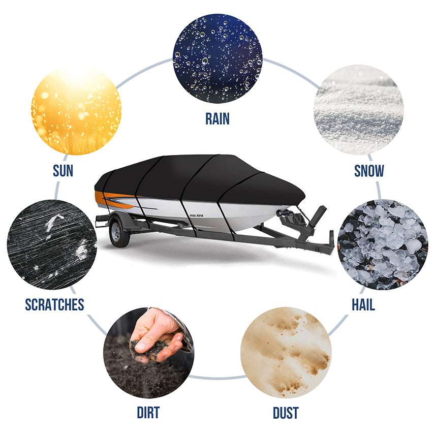 Mockins Water Resistant Boat Covers Are Designed To Protect Your Boat From Sun ,Rain ,Snow ,Dust ,Dirt And Scratches