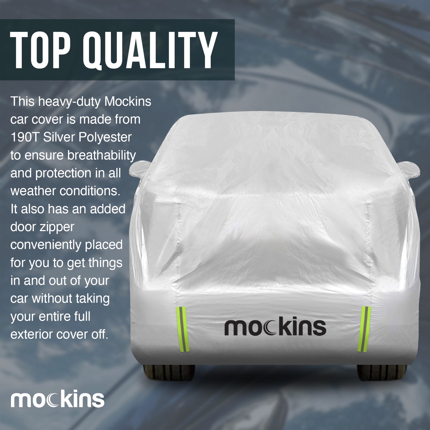 Mockins SUV Covers Are Manufactured Using 190T Silver Polyester And Designed With A Convenient Door Zipper